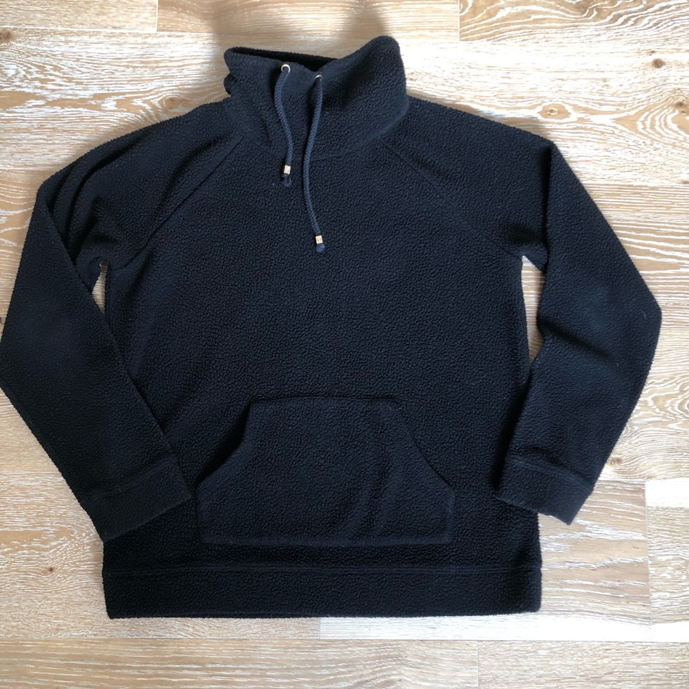 Michael Kors Black fleece pullover, with kangaroo pocket & gold hardware. Medium